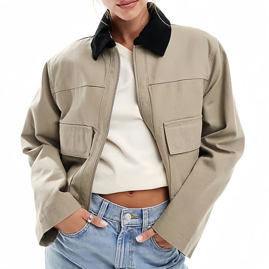 Damen modische Kurzjacke im Utility-Stil EB