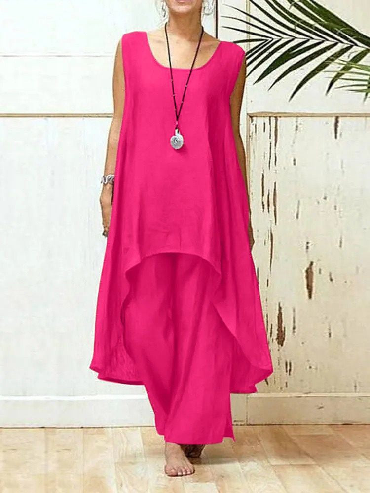 Damen Fließendes Tunika Maxi Overall EB