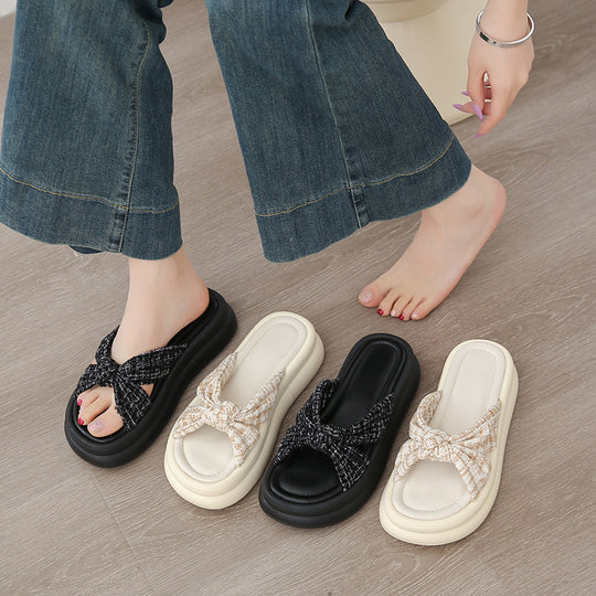 Damen Bequeme Slippers mit modischem Schleifen-Design EB