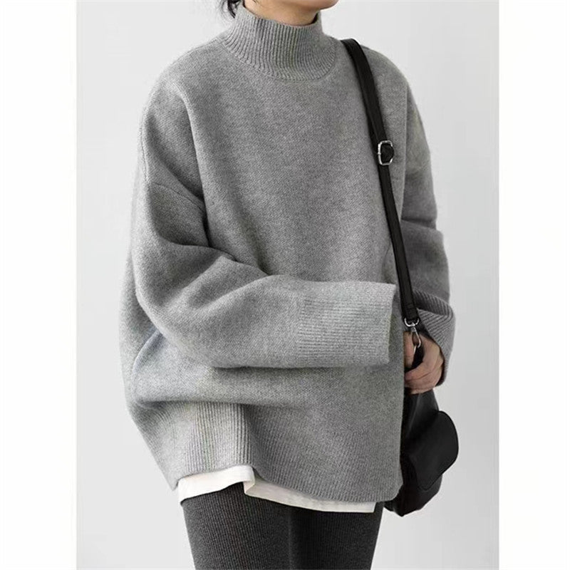 Damen Hochwertiger Rollkragenpullover mit oversized Schnitt und eleganten Ärmelabschlüssen EB