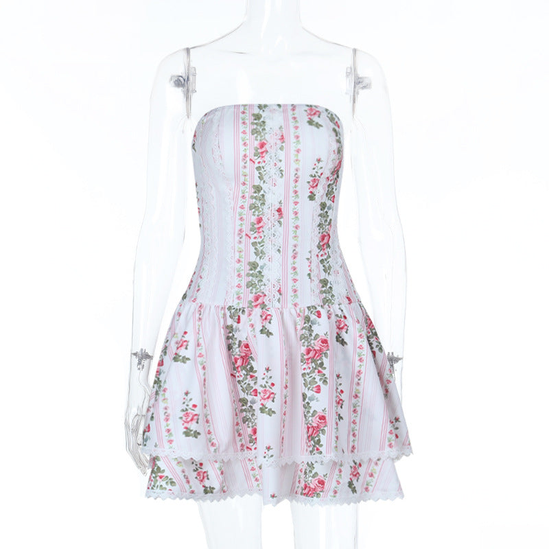 Damen Sommerliches Minikleid mit floralem Print und raffiniertem Schnitt EB