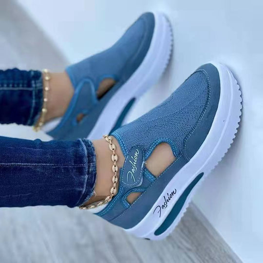Damen Atmungsaktive Slip-On Freizeitschuhe mit elastischem Riemendesign EB