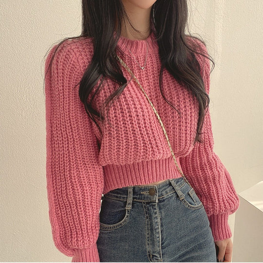 Damen Grobstrickpullover mit weitem Schnitt und überschnittenen Schultern EB