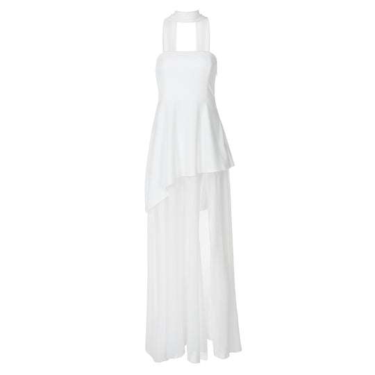 Damen Elegantes Abendkleid mit asymmetrischem Saum und verführerischem Schlitz EB