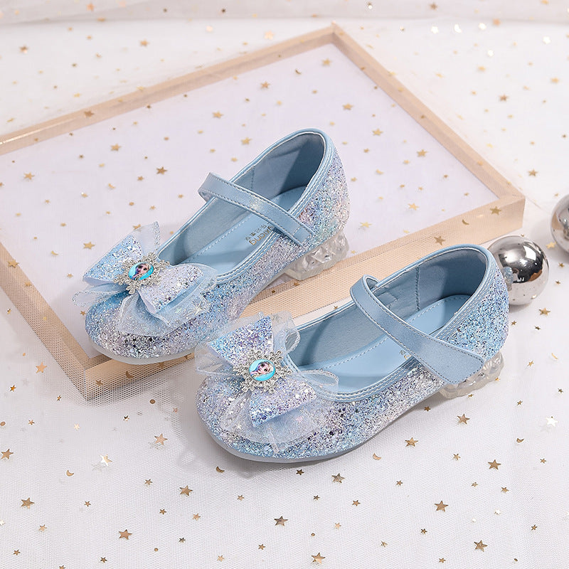 Damen Glitzernde Ballerinas mit Schleife EB