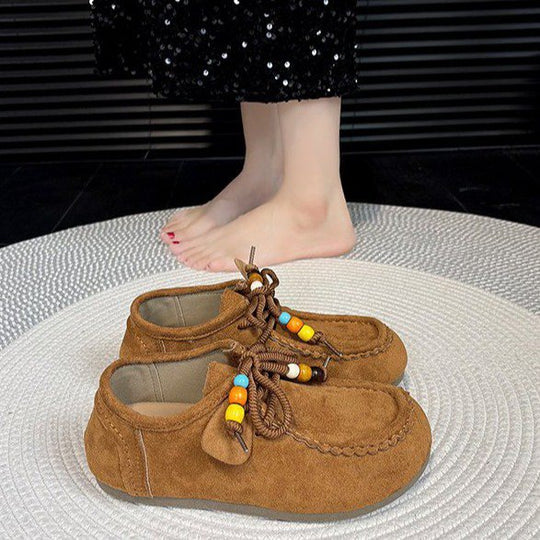 Damen Mokassin-Schuhe mit bunten Schnürdetails EB
