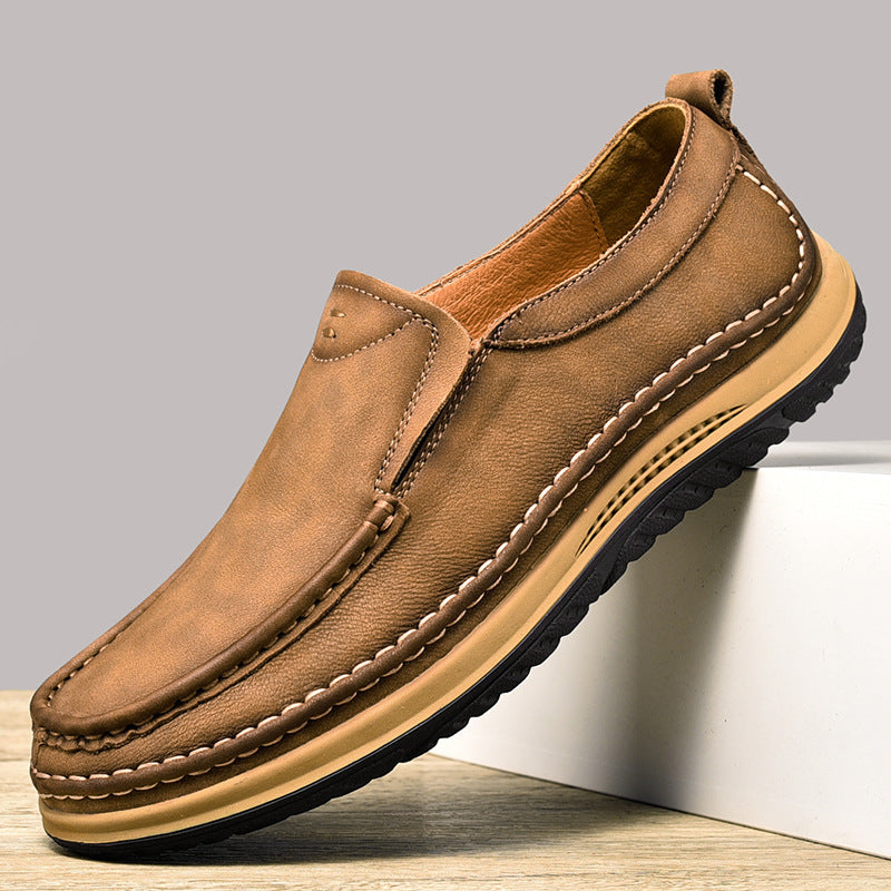 Herren Bequeme Slipper aus hochwertigem Leder mit rutschfester Sohle EB