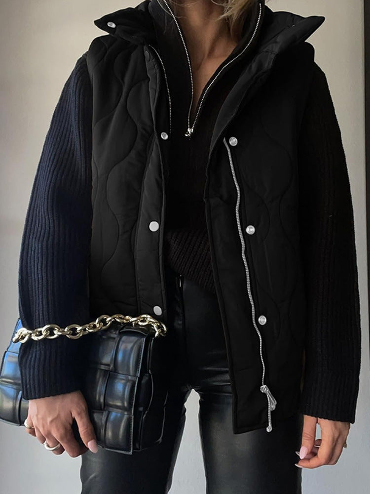 Damen Steppweste mit hohem Kragen und praktischen Taschen EB