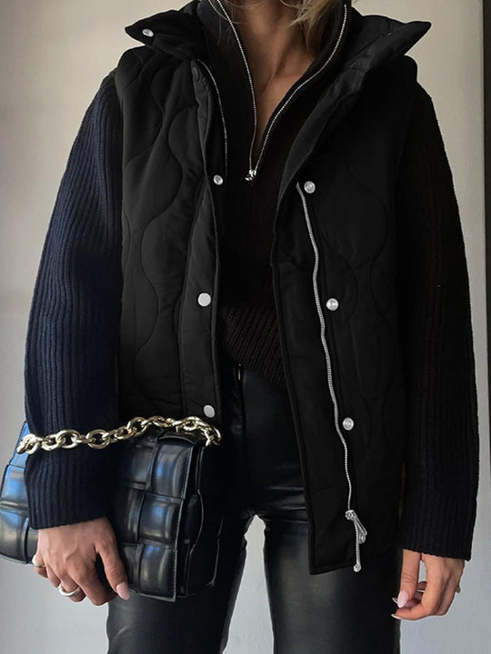 Damen Steppweste mit hohem Kragen und praktischen Taschen EB