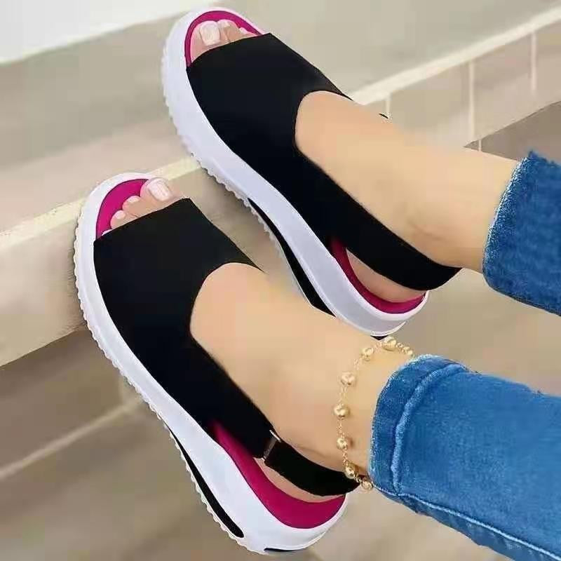 Damen Komfortable Keil-Sandalen mit elastischem Riemen EB