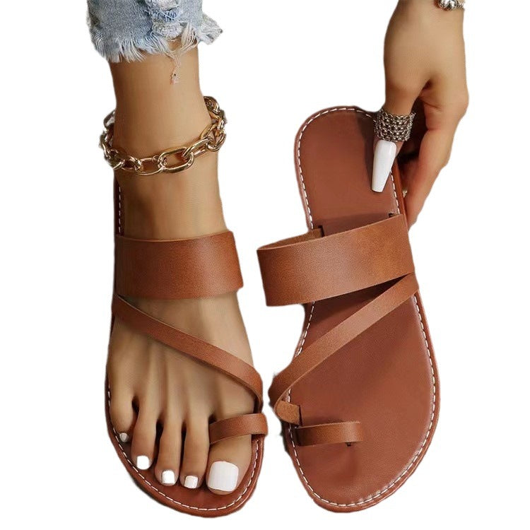 Damen Bequeme Freizeit-Sandalen mit modischem Riemendesign EB