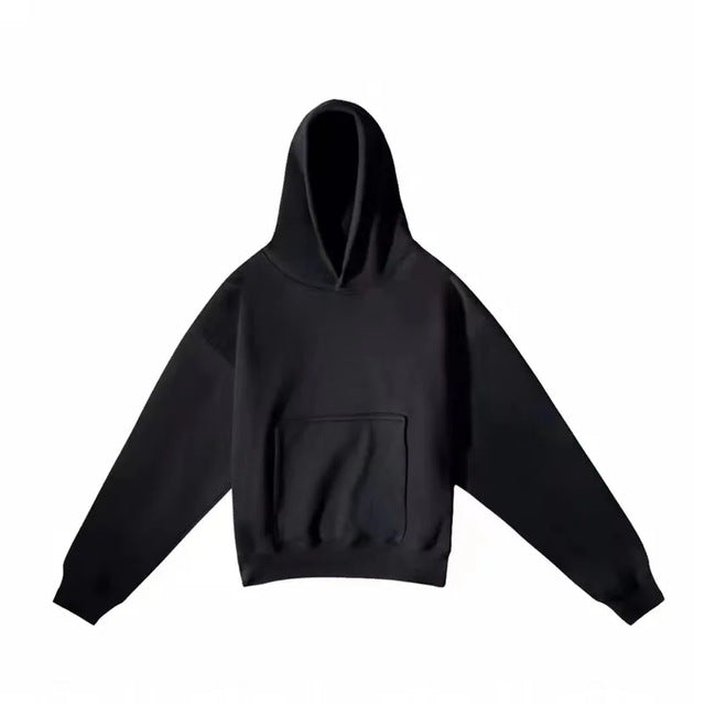 Unisex nan Boxy-Kapuzenpullover mit überlappender Kapuze, verdeckter Kängurutasche und gerippten Bündchen EB