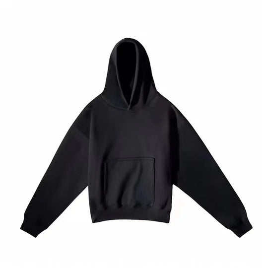 Unisex nan Boxy-Kapuzenpullover mit überlappender Kapuze, verdeckter Kängurutasche und gerippten Bündchen EB