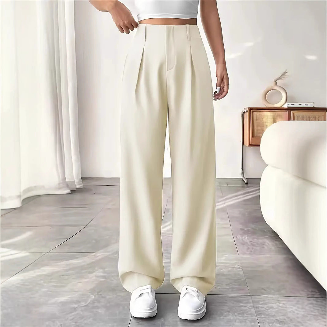 Damen Elegante Bundfaltenhose mit weitem Schnitt EB