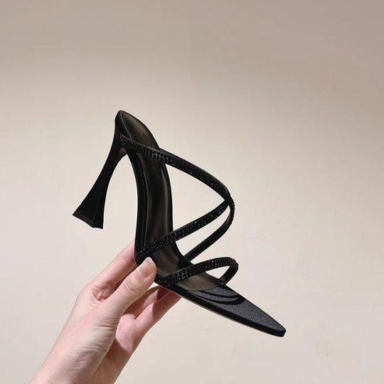 Damen elegante High Heel Sandalen mit verziertem Riemendesign EB