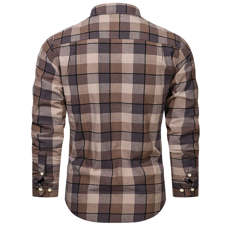 Herren nan tailliertes Karomuster-Flanellhemd mit Brusttasche und weichem Baumwollmix EB
