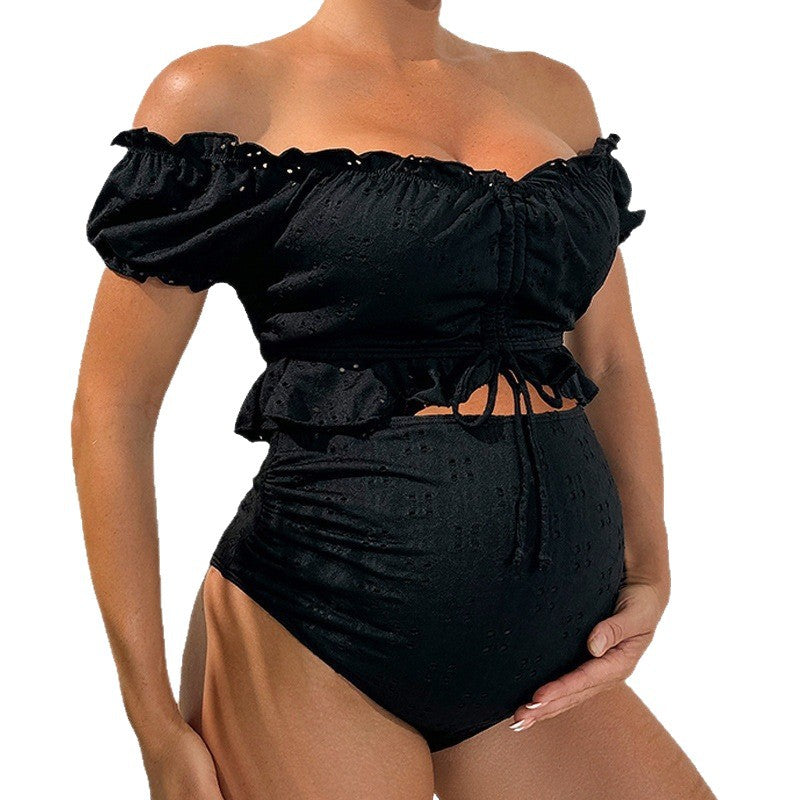 Damen Modischer Badeanzug mit Rüschendetails EB