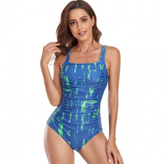 Damen Einteiliger Badeanzug mit elegantem Grafikdesign und bequemen Trägern EB