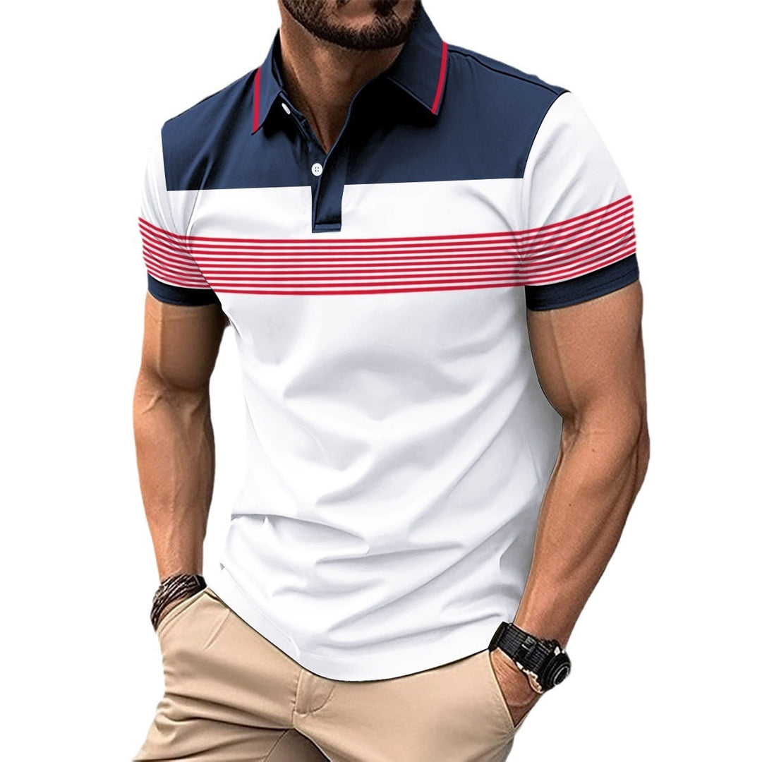 Herren Polo-Shirt mit modernem Karomuster und Knopfleiste EB