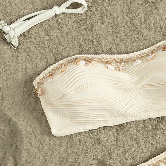 Damen Bandeau-Bikini mit Muschelverzierung EB