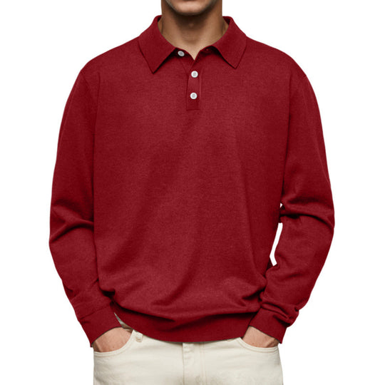 Herren Feinstrick-Poloshirt mit Knopfleiste und Rippbündchen EB