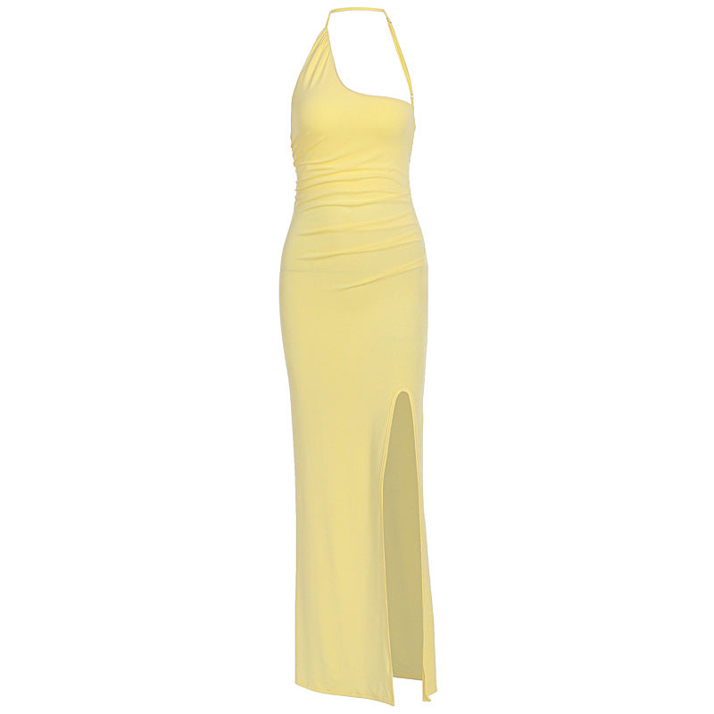 Damen Elegantes Maxikleid mit asymmetrischem Ausschnitt und Schlitz EB