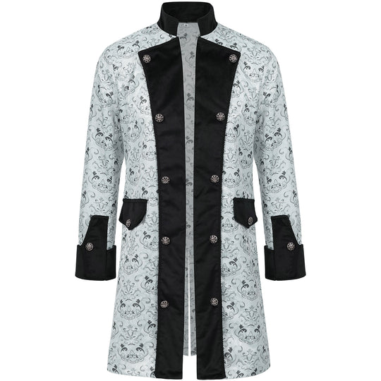 Herren nan taillierter Brokat-Gehrock mit ornamentalem Jacquardmuster und Samtbesatz Eb