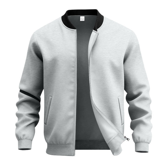 Herren nan stylische Bomberjacke mit elastischem Saum, Rippkragen und verdecktem Reißverschluss EB