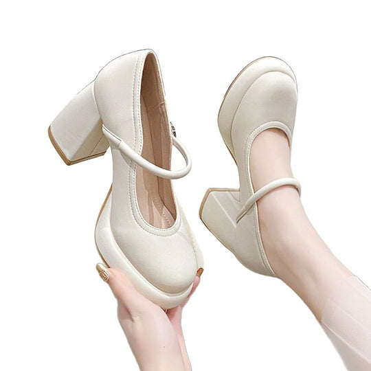 Damen Mary Jane Blockabsatz Schuhe mit eleganter Schnalle EB