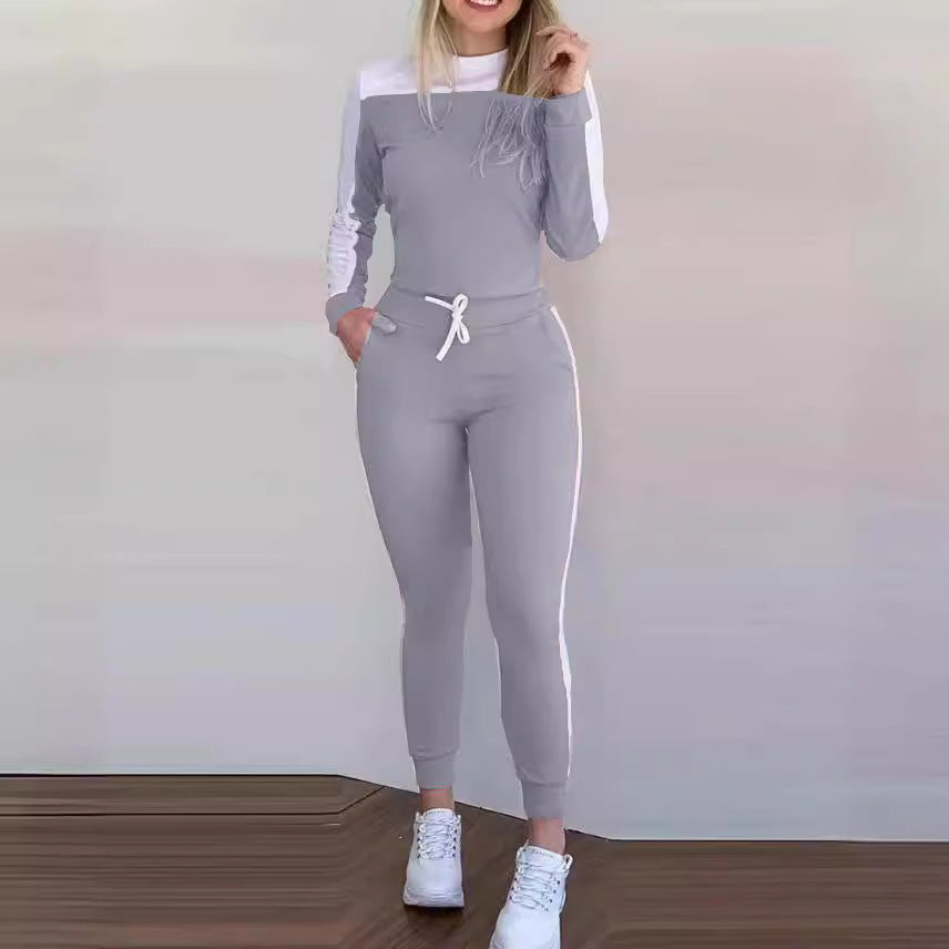 Damen Sportlicher Jumpsuit mit abnehmbaren Trägern und seitlichen Kontraststreifen EB