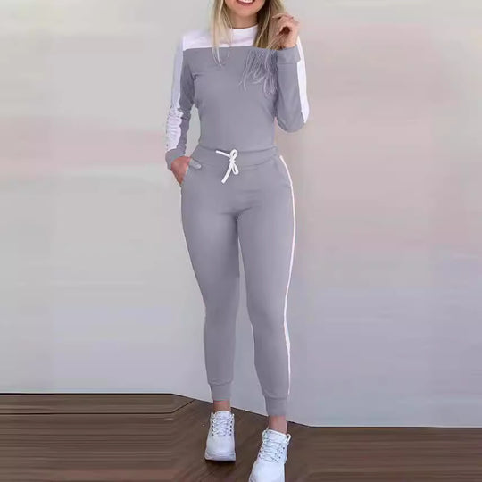 Damen Sportlicher Jumpsuit mit abnehmbaren Trägern und seitlichen Kontraststreifen EB
