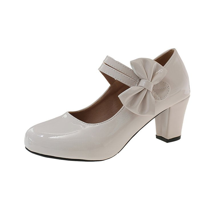 Damen elegante Mary Jane Pumps mit Schleifenakzent EB