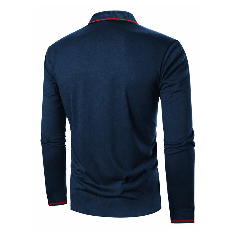 Herren Langarm-Polohemd mit modischem Schnitt und kontrastierenden Details EB