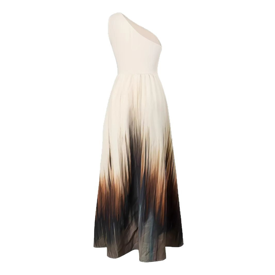 Damen Maxikleid mit asymmetrischem Schnitt und elegantem Farbverlauf EB