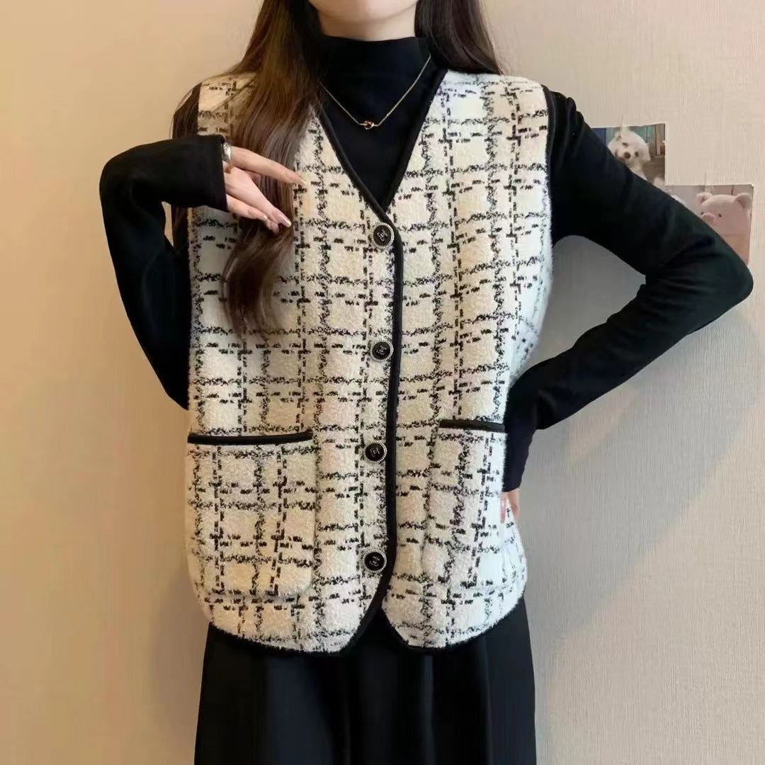 Damen modische Weste mit kontrastierenden Taschen EB
