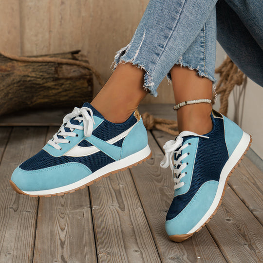 Damen  leichte Retro-Lauf-Sneaker mit verstärkter Zehenkappe, atmungsaktivem Mesh-Obermaterial und profilierter Gummilaufsohle EB