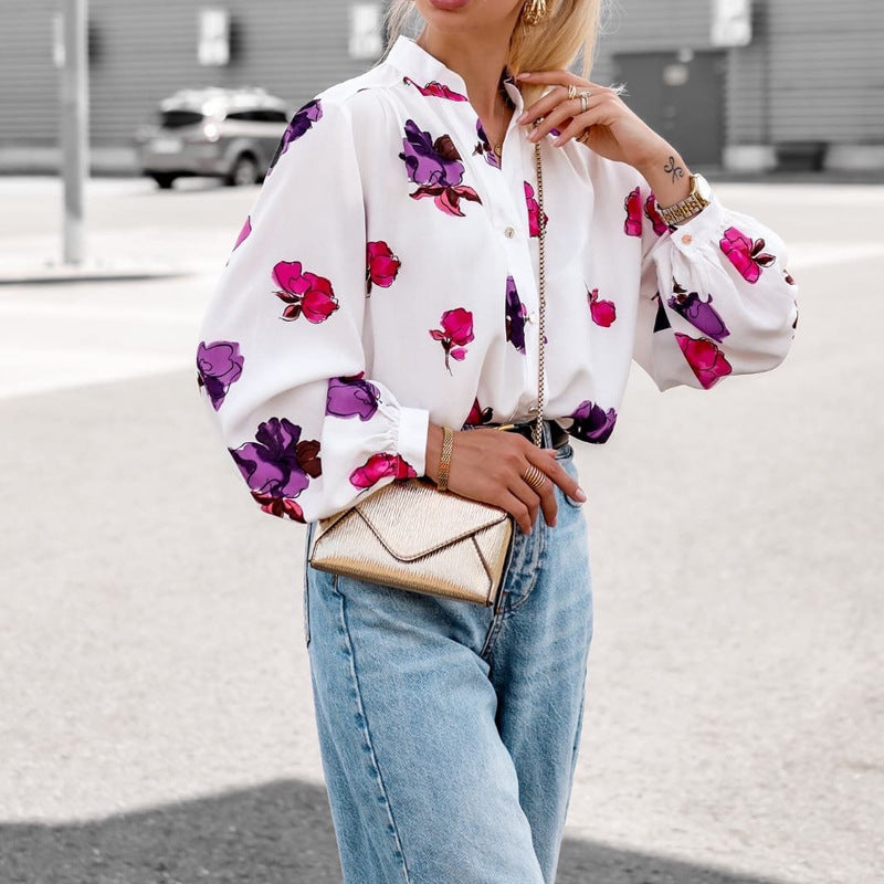 Damen Modische Bluse mit floralem Muster EB