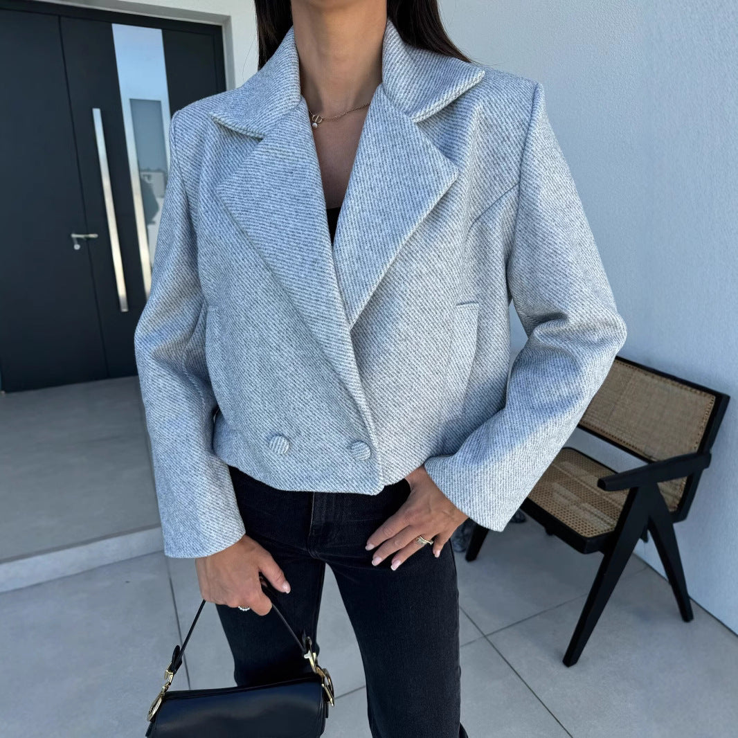 Damen schicke taillierte Blazerjacke mit doppelter Knopfleiste EB