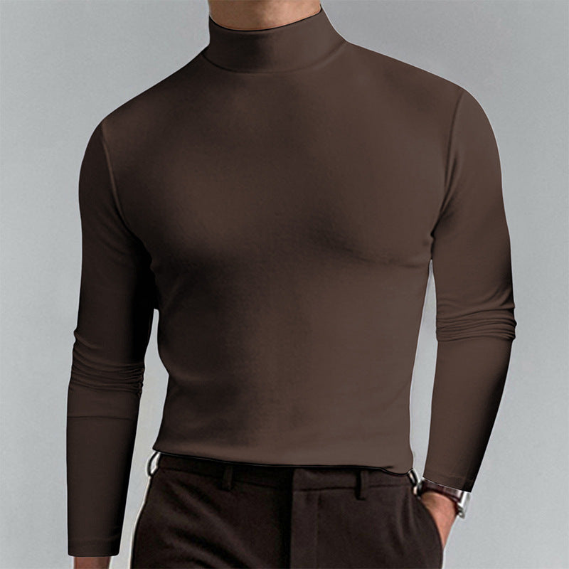 Herren Elegantes Langarm-T-Shirt mit hohem Kragen EB