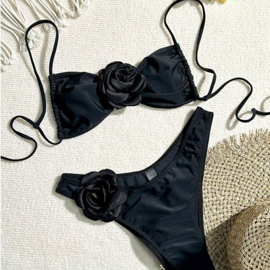 Damen Bandeau-Bikini mit floralen Details EB