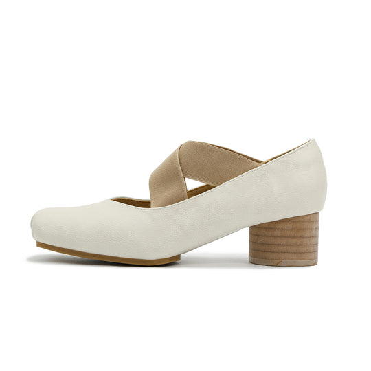 Damen elegante Ballerinas mit elastischen Riemen und glänzender Leder-Oberfläche EB