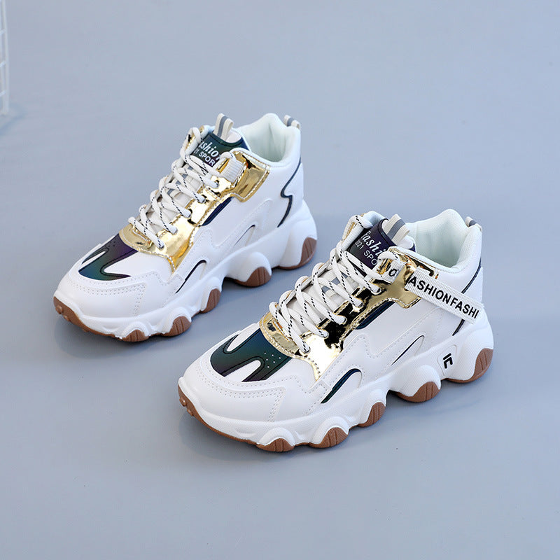 Damen sportliche Sneakers mit modischem Metallic-Design und dämpfender Sohle EB