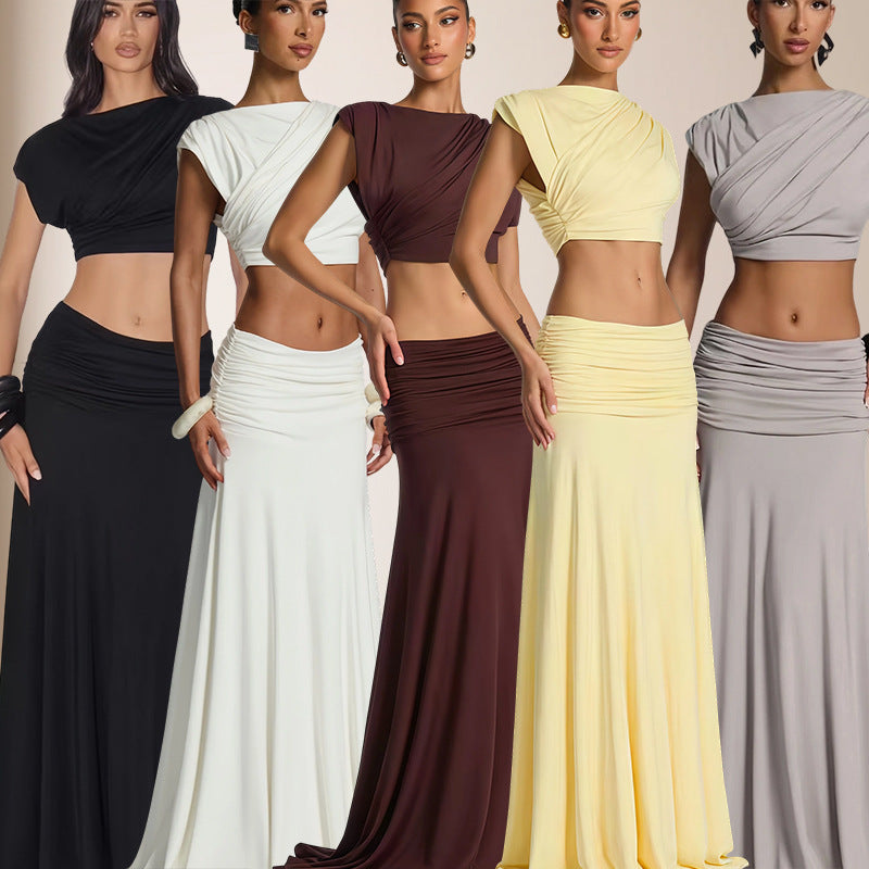 Damen Elegantes Wickelkleid mit drapiertem Oberteil und fließendem Rock EB