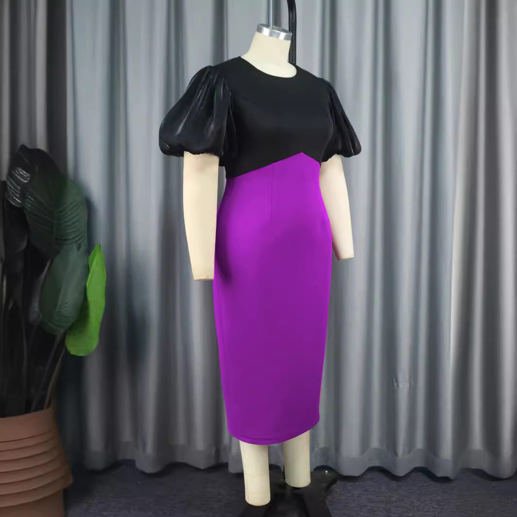 Damen Figurbetontes Kleid mit voluminösen Puffärmeln EB