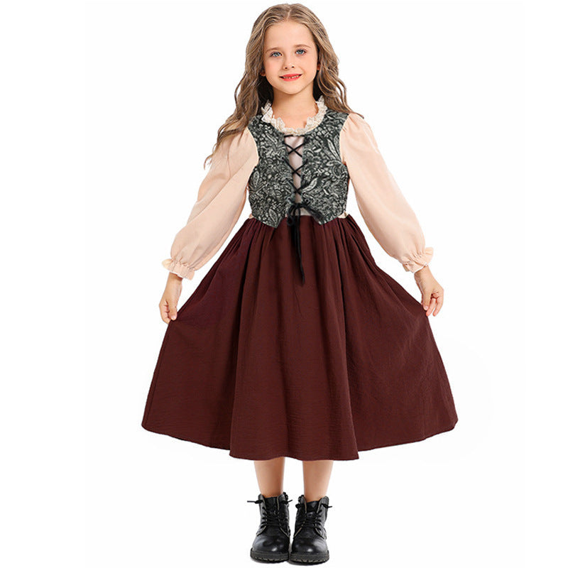 Unisex nan Kinderkostüm Set mit bestickter Paisley-Weste und Rüschenbluse EB