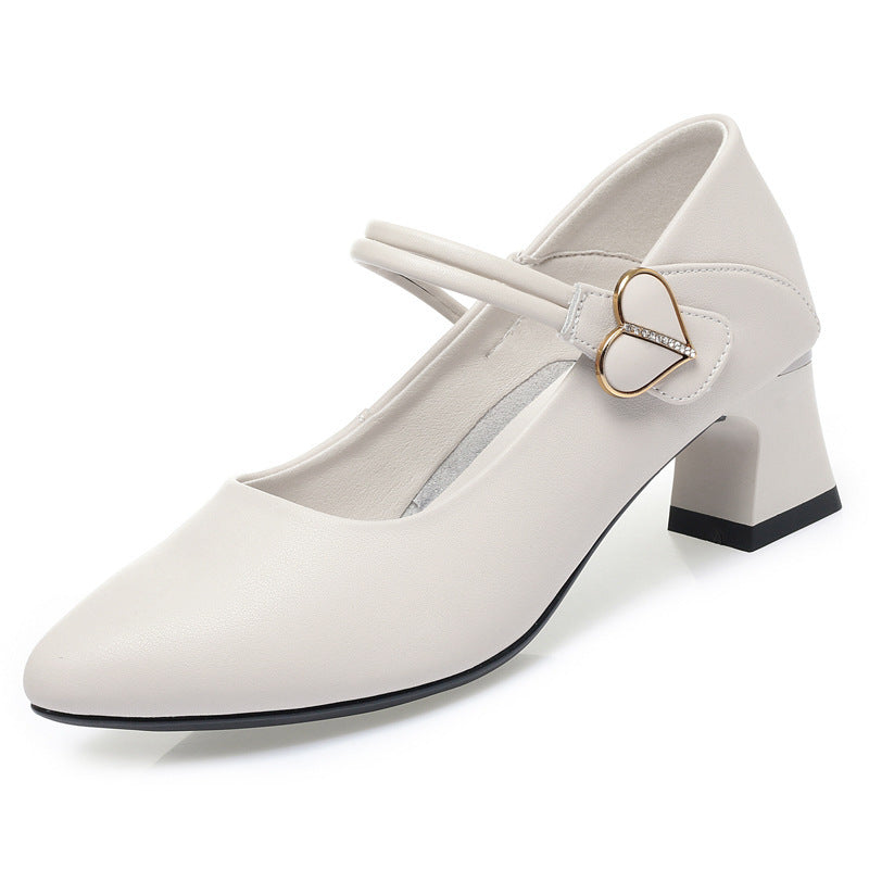 Damen Mary Jane Pumps mit modischem Riemen und elegantem Herzdetail EB