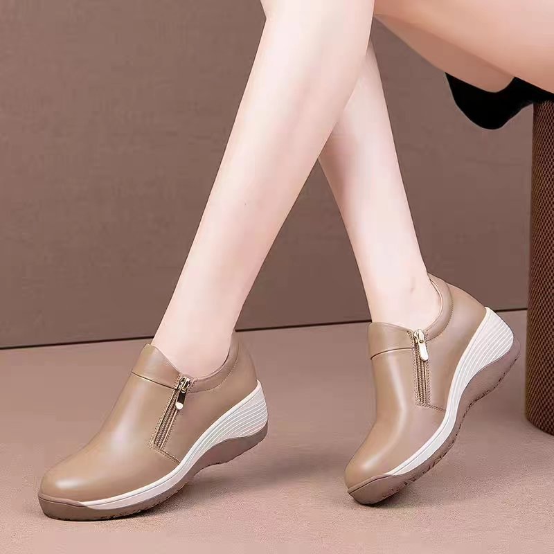Damen Komfortable Slip-On Schuhe mit modischem Reißverschluss und gedämpfter Sohle EB