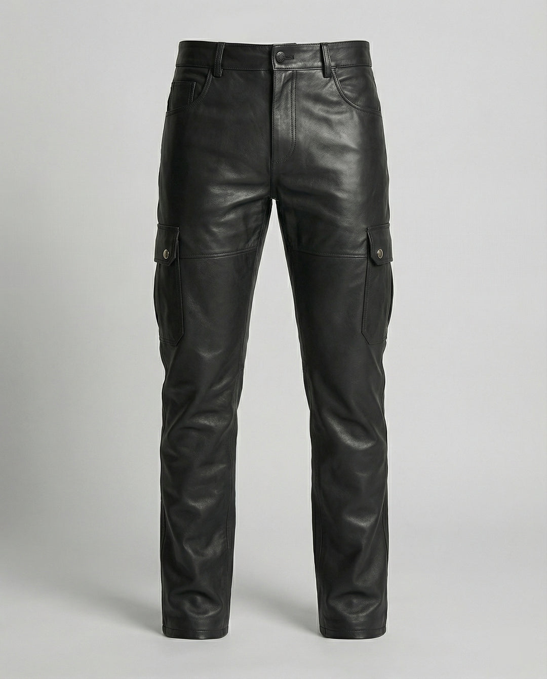 Herren Kunstleder Cargo-Hose mit modernen Details