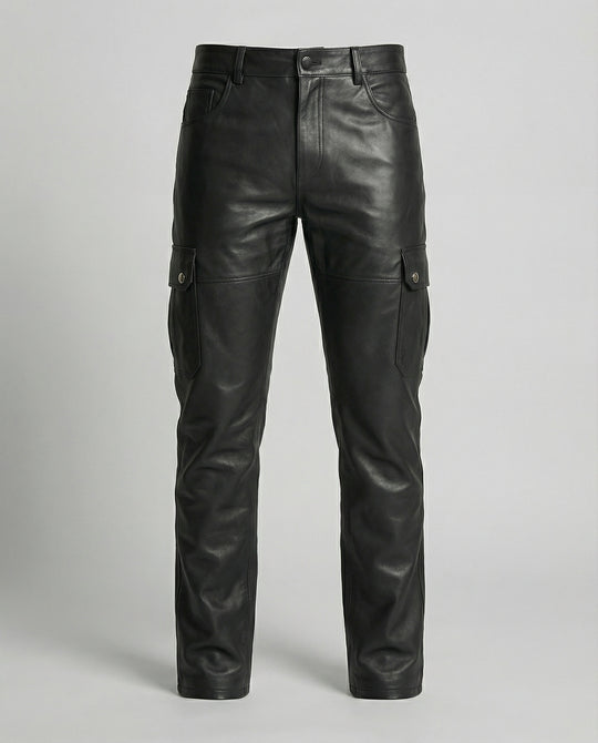 Herren Kunstleder Cargo-Hose mit modernen Details