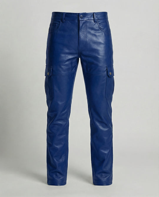 Herren Kunstleder Cargo-Hose mit modernen Details